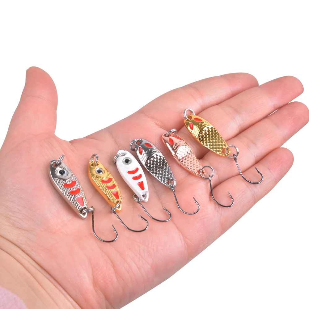 Juego de señuelos de cuchara de pesca, cebos de Metal duro con gancho único afilado para trucha, perca, señuelo de cebo Artificial Walleye, 12 uds./24 uds. - imagen 4