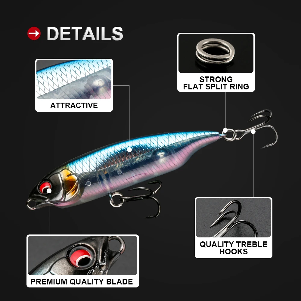 JOHNCOO-señuelo de pesca de hundimiento lento, cebo Artificial de plástico duro, aparejos para trucha y lubina, 59mm, 75mm - imagen 4