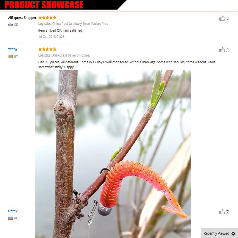 Señuelos de Pesca de gusanos blandos, cebo Artificial de silicona con cola en espiral, Wobbler, 60mm, 1,3g, 10 unidades - imagen 3