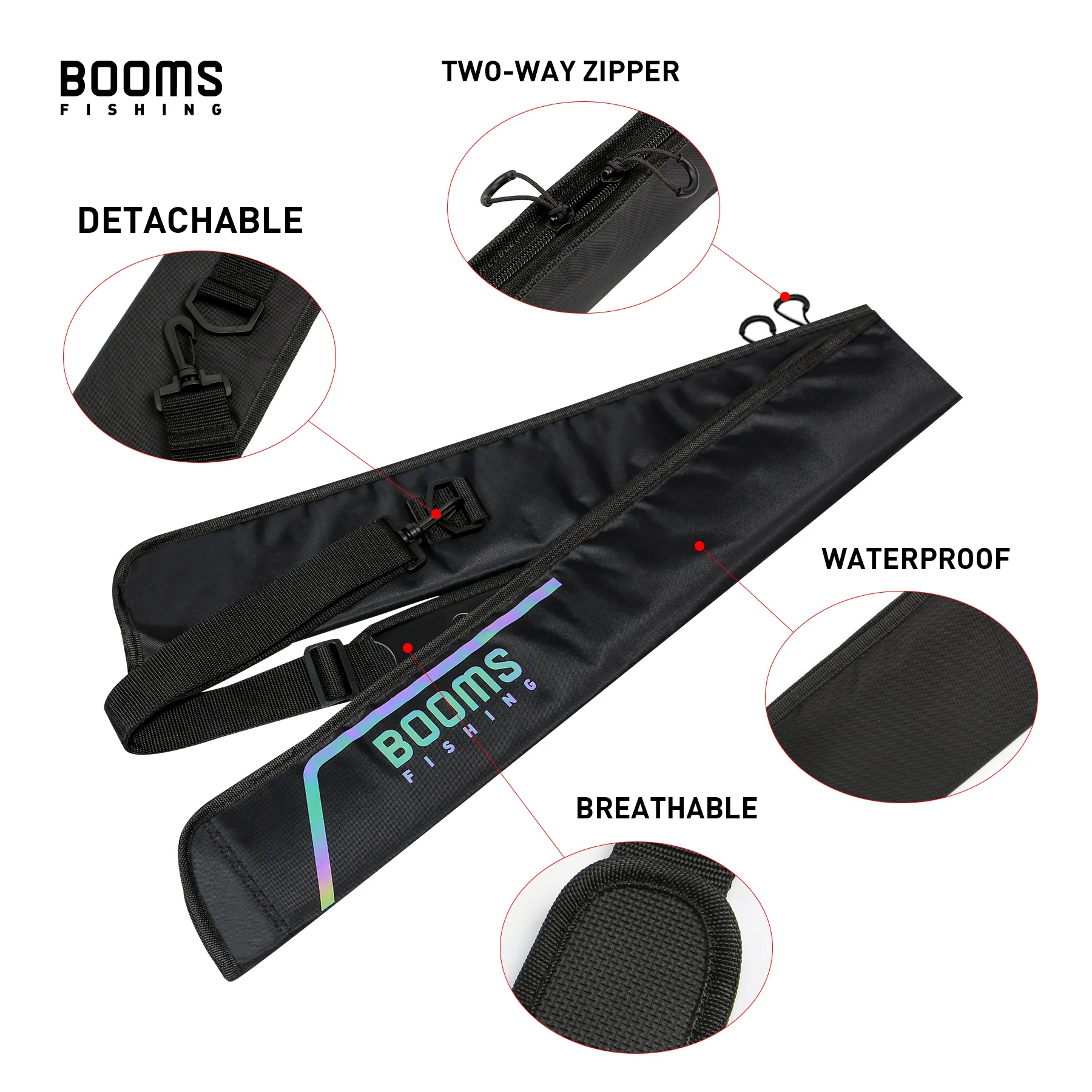 Booms Fishing PB3 Bolsa para caña de pescar Estuche de almacenamiento para caña Nylon 130 cm a 215 cm Plegable Aplicar a bolsas para cañas de pescar de varios tamaños