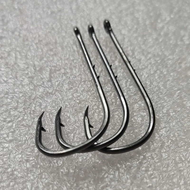 Venta al por mayor anzuelo de Pesca 500 Uds Baitholder ojos mango largo negro púas agua salada Pesca en mar accesorios de anzuelo comercial Pesca - imagen 5