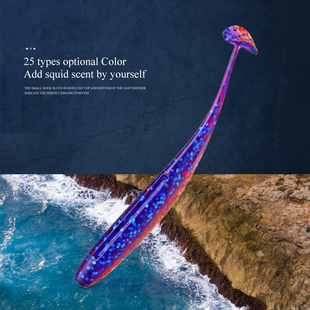 FISH KING-señuelo de pesca delineador fácil, 50mm, 75mm, 100mm, Wobblers, señuelos blandos de pesca de carpa, cebo Artificial de doble Color, cola en T - imagen 5