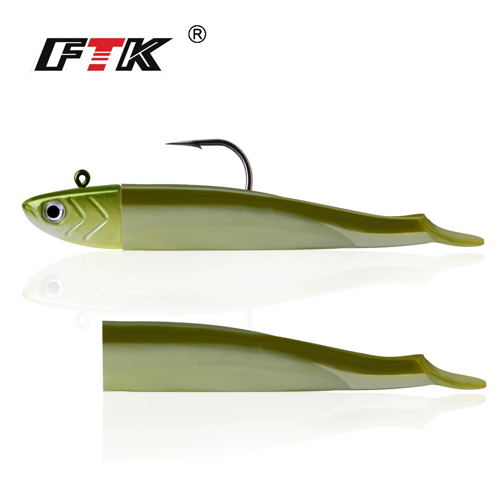 FTK Jig Head-señuelo de pesca suave, cabeza de ojos 3D, 5g, 12g, 25g, cuerpo, 7cm, 9cm, cebo Artificial de silicona, aparejos de pesca Swimbait - imagen 5