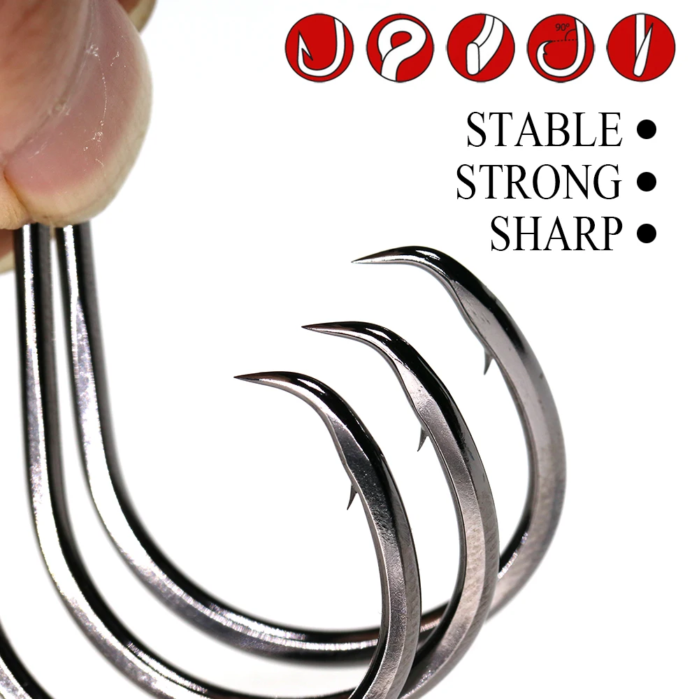 ICERIO 15/25 Uds. Anzuelos anticorrosión para agua salada, anzuelo circular de pesca con punta afilada, anit de acero japonés, anzuelos oxidados - imagen 5