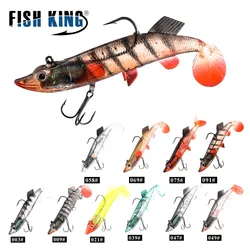 Señuelos blandos Fish King con ojos 3D - Cola en T para lucio