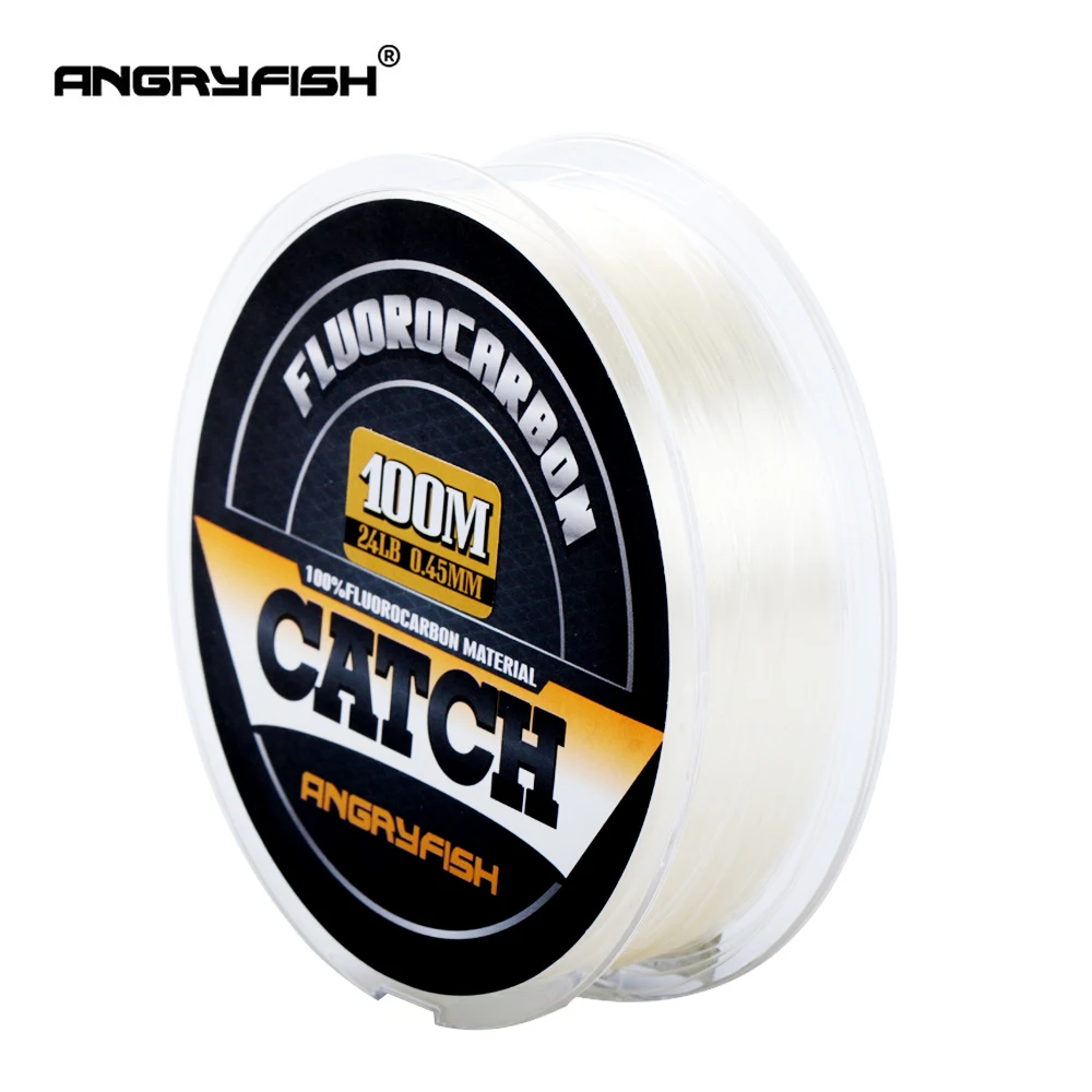 ANGRYFISH-sedal de pesca de fluorocarbono 100%, 100m, monofilamento de carbono transparente, línea superfuerte - imagen 5