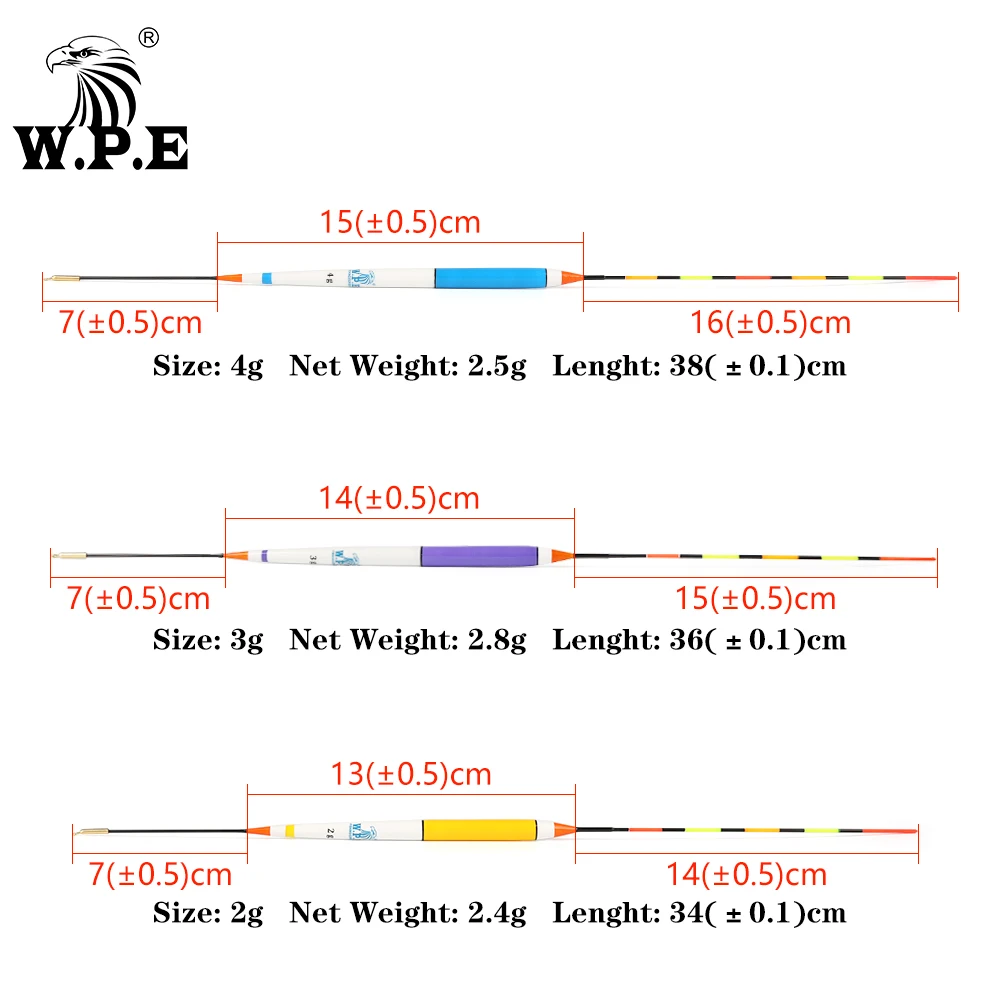 W.P.E-flotador de pesca nocturno inteligente con luz LED, 1 unidad, 2g-4g, 34-38cm - imagen 5
