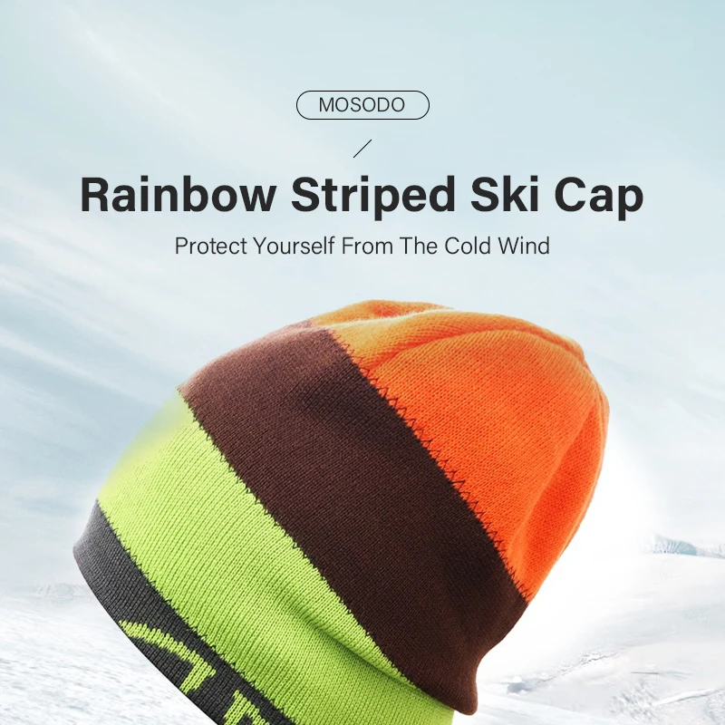 Protéjase del frío con esta vibrante gorra de esquí a rayas