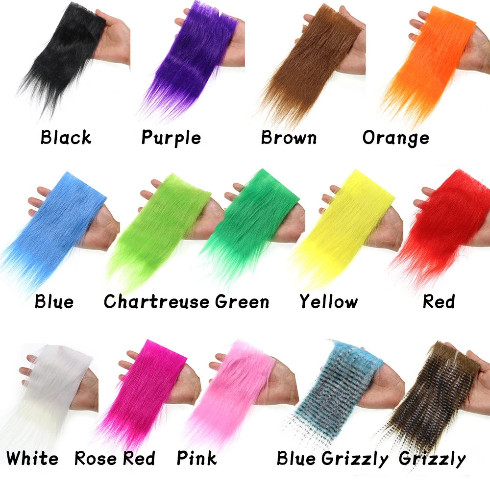 WIFREO, 2 piezas, atado de moscas, pelo largo y peludo, piel artesanal, fibra sintética Artificial esponjosa, materiales para el cuerpo y la cola para Lucio, lubina, mosca de agua salada - imagen 3