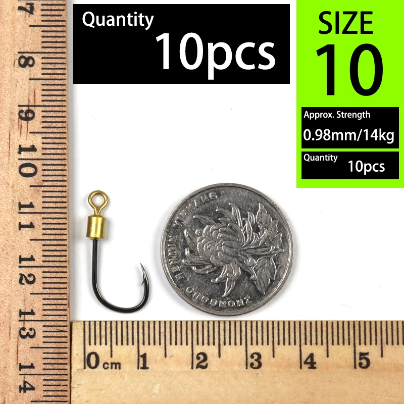 Bimoo-anzuelo giratorio de 10 piezas con púas giratorias de acero de alto carbono para cebo, señuelo, anzuelos de pesca de carpa - imagen 5