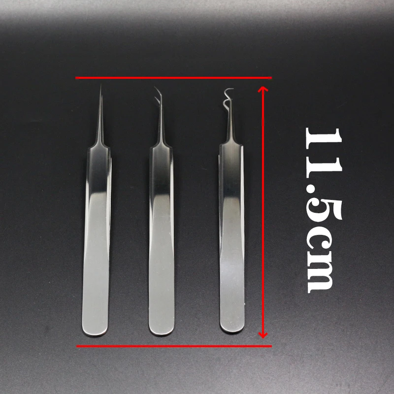 Juego de 3 unids/set de pinzas para atar moscas de alta calidad con punta Superfina, pinzas antiestáticas, curvadas y rectas, kit de herramientas para atar moscas - imagen 3