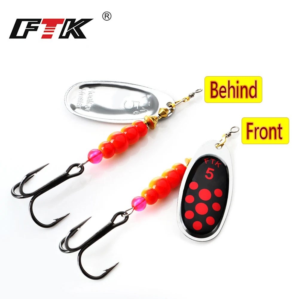 FTK 1 cebo giratorio 1 # -5 #   Señuelo de pesca, cebos duros para lubina, cuchara con anzuelo triple para pesca con señuelo - imagen 5