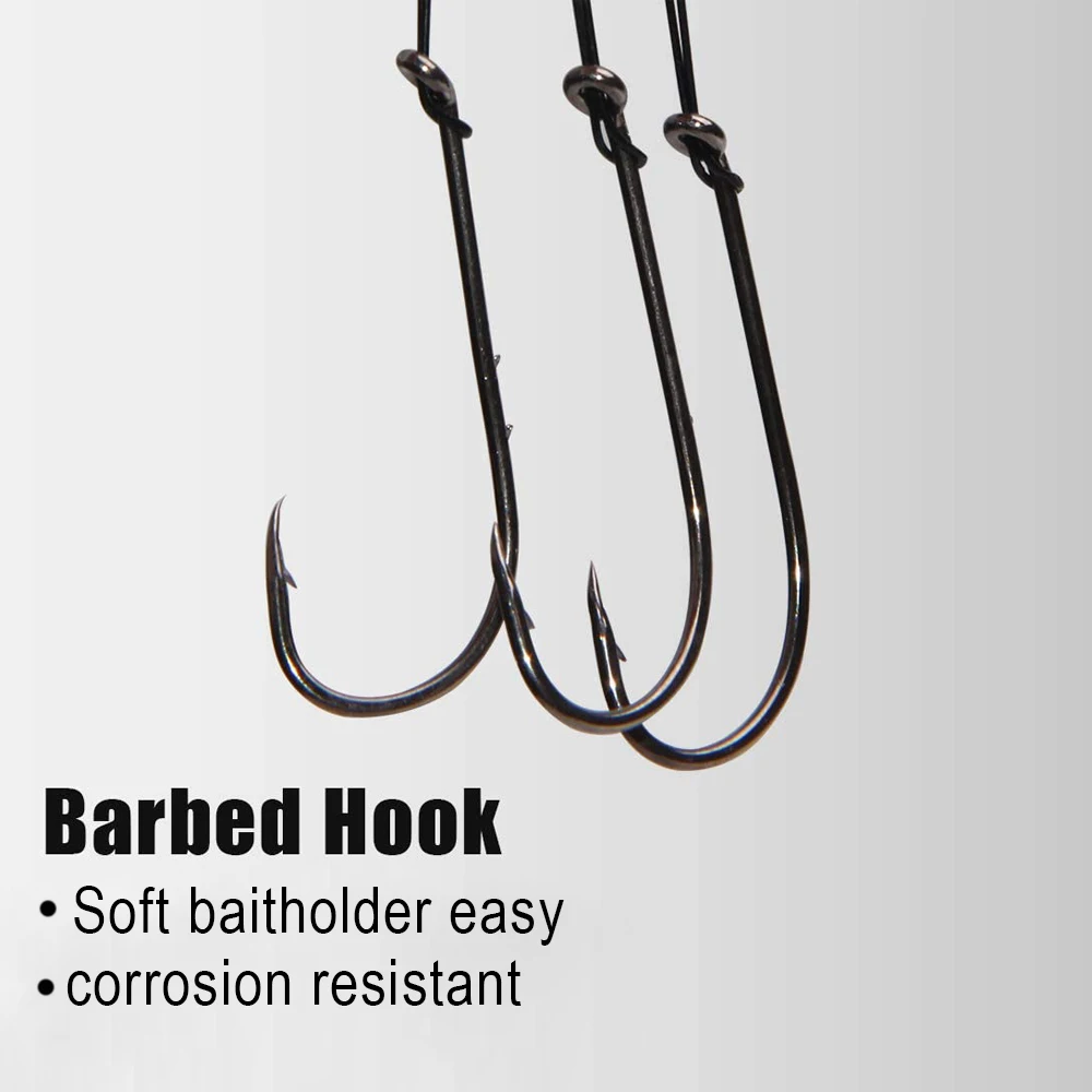 Anzuelo de pesca de caña larga, aparejo de cebo de gusano suave, ganchos de púas de agua salada, de acero de alto carbono, Offset, 100/150 piezas - imagen 4
