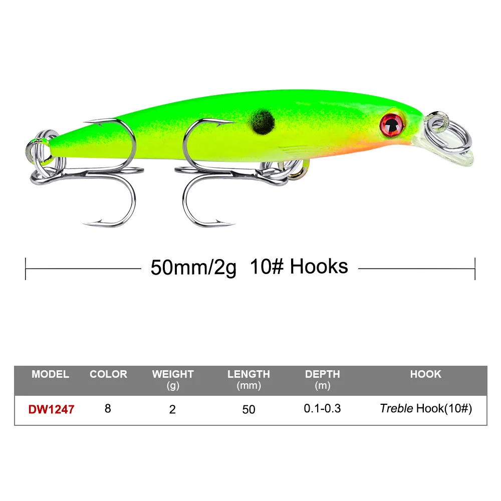 Mini señuelo de Pesca Minnow Wobblers Crankbait 5cm 2g, cebo duro Artificial, aparejos de Pesca de curricán, carpa, Lucio, lubina, 1 pieza - imagen 2