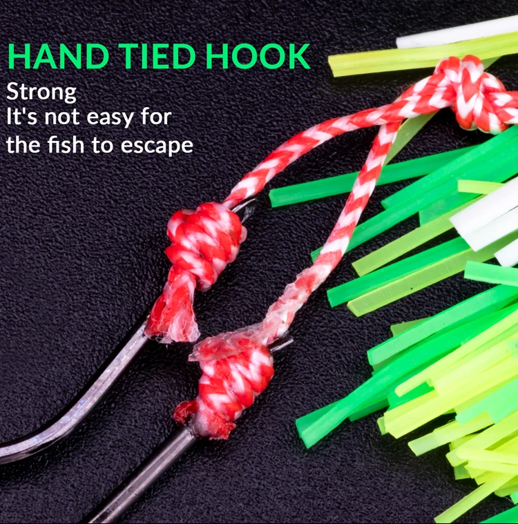 Gancho atado a mano fuerte y seguro para pescar