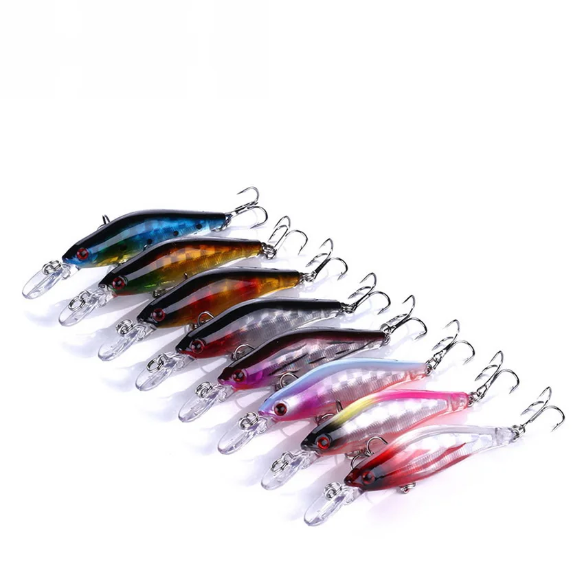 Señuelos de Pesca Minnow de 80mm y 6,3g, aparejos de pesca Wobbler, 8 colores disponibles, cebos duros biónicos de buena calidad, anzuelos triples, 1 unidad - imagen 5
