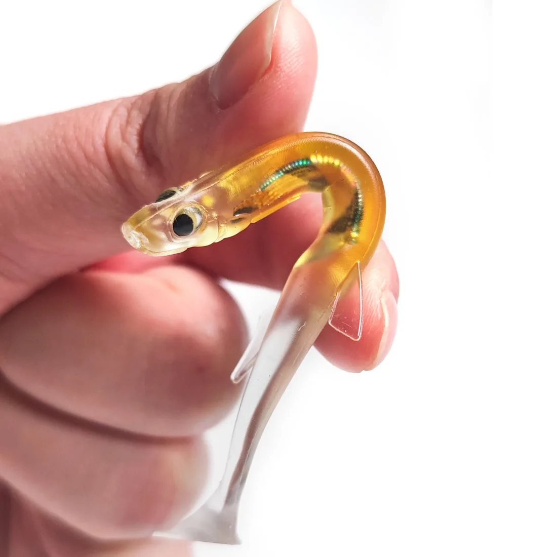 WATER SNIPER-cebos artificiales de pesca, 5 piezas, ojos 3D, señuelo de pescado suave luminoso, cola en T, Swimbait para lubina, Wobblers - imagen 3