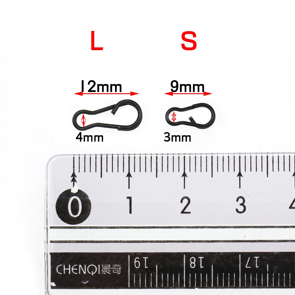 Clips de Kwik rápidos, 12mm, Color negro mate, Terminal de pesca de carpa, aparejos extremos, 100 Uds. - imagen 2