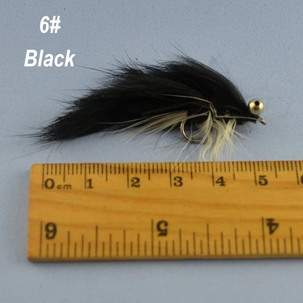 Wifreo-SEÑUELOS de pesca con mosca, 6 unidades, 6 #, verde/Oliva, Blanco, Negro, Dumb Bell Eye Zonker - imagen 5