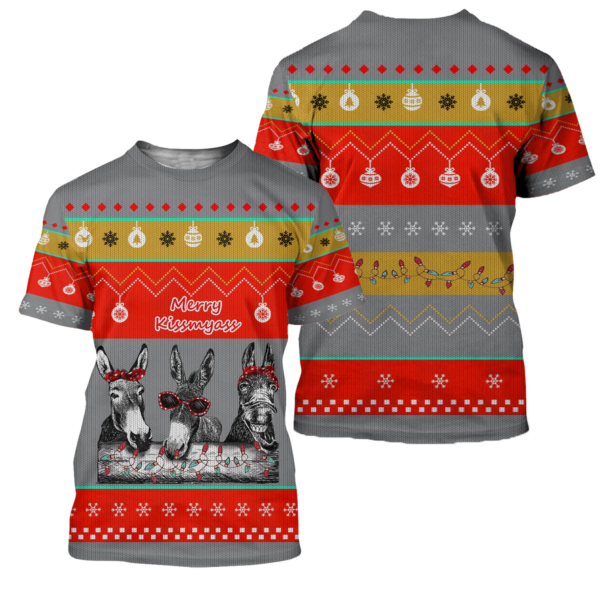 Feliz Navidad gato negro 3D completamente estampado camiseta para hombre Cool verano moda Unisex Camiseta de manga corta Casual camisetas TX248 - imagen 4