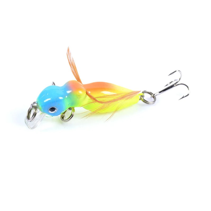 Señuelo de pesca de insectos de plumas, cebo duro Artificial Wobbler Minnow con ganchos Crankbait Swimbait, aparejos, 45mm, 3,5g, 1 ud. - imagen 4