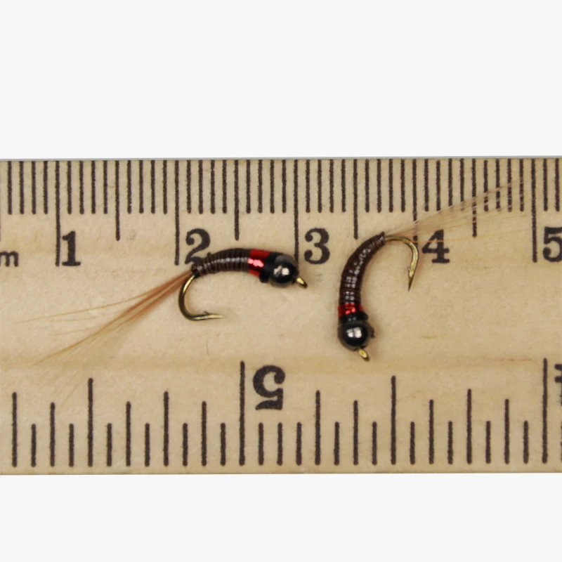 Bimoo-plantilla para moscas de las Ninfas, cabeza de cuentas de tungsteno, pavo real, #14, 4 Uds. - imagen 3