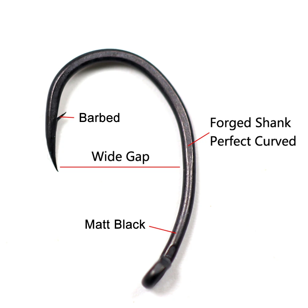 Bimoo 20pcs Europe Matte Black Carp Hooks High Carbon Steel Barbed Curve Shank Yn Carp Fishing Hook 2-10 - imagen 3