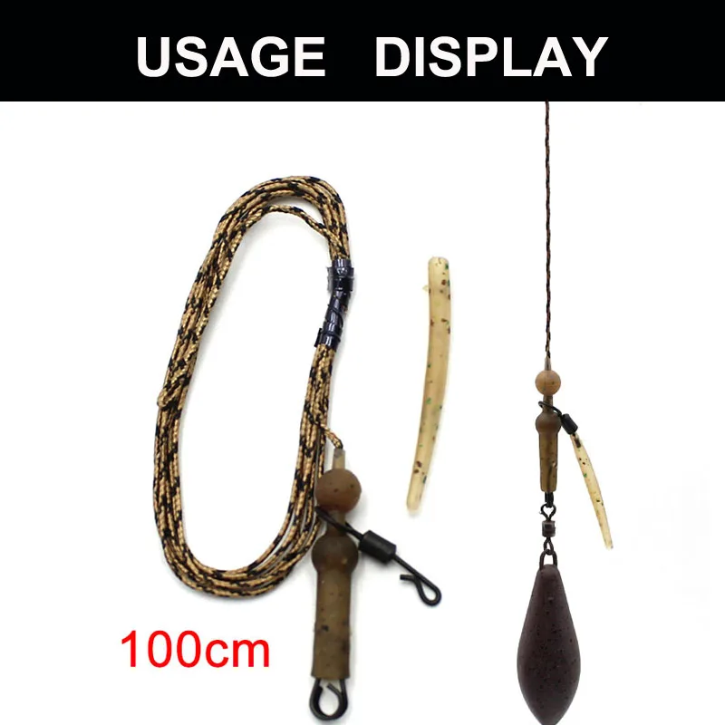2 juegos de núcleo de plomo trenzado para carpa, línea líder de camuflaje marrón, núcleo principal de plomo para carpa, aparejo para helicóptero Chod, línea de pesca gruesa para carpa - imagen 5