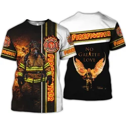 Camiseta Bombero 3D manga corta unisex con estampado realista