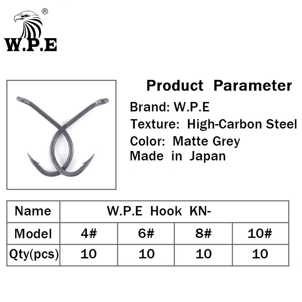 W.P.E-anzuelos de pesca de acero al carbono con púas, aparejos de pesca de carpa de Japón, 30 unids/lote, 4 #6 #8 #10 # - imagen 4