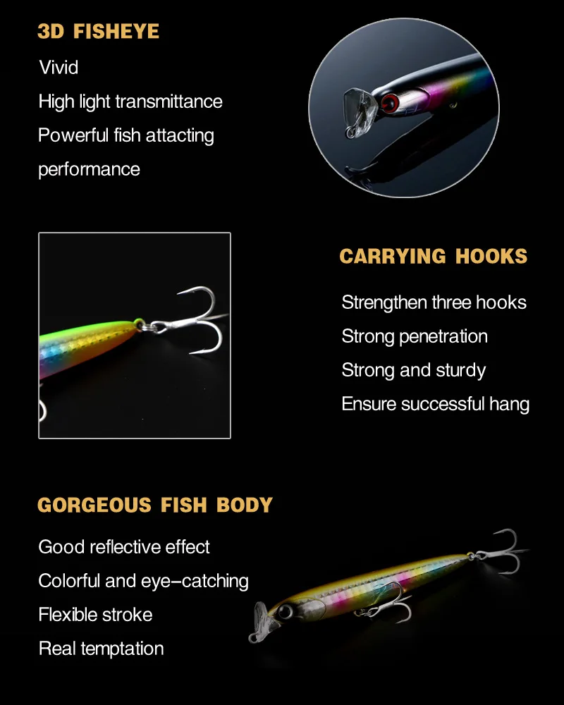 Señuelo de pesca de pececillos, cebo duro que se hunde, ojos 3D, anzuelo triple, aparejos de pesca de calidad japonesa, 95mm, 22g, nuevo, 2021 - imagen 5