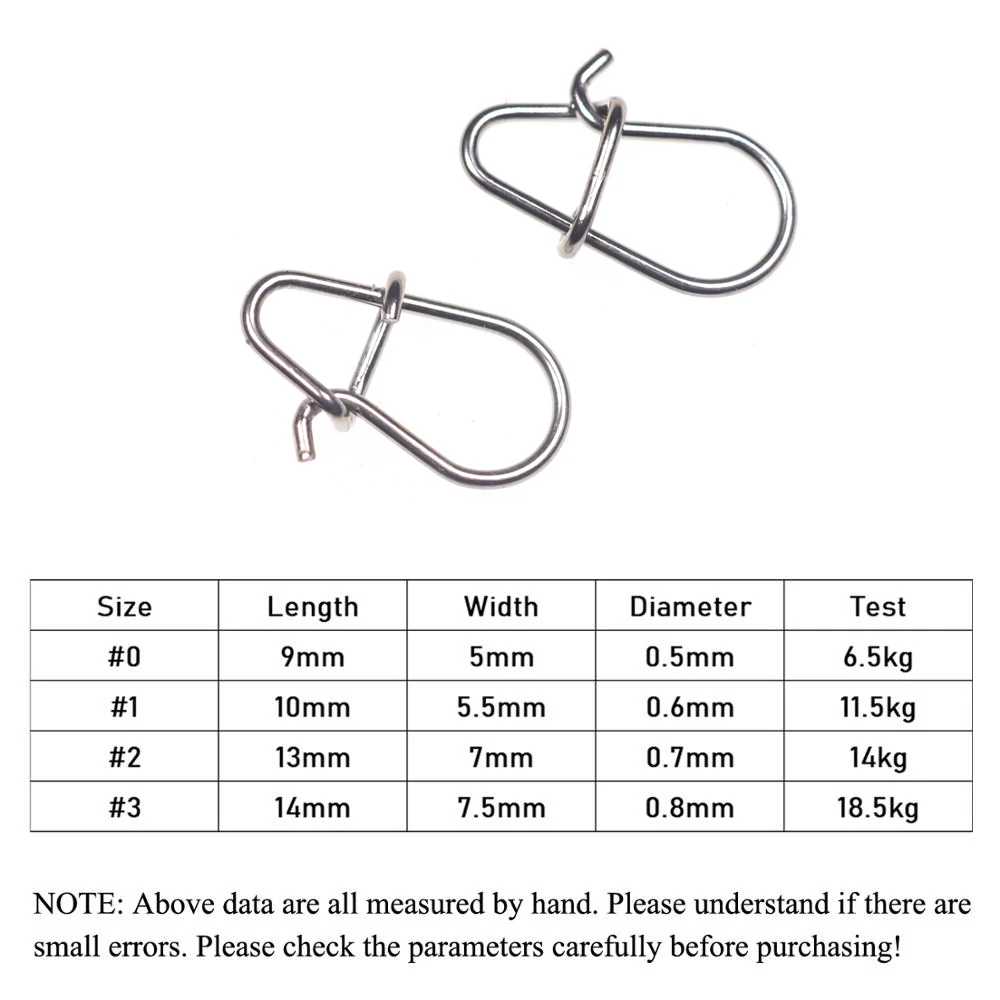 Wifreo-gancho de acero inoxidable con cierre de Clip rápido, accesorios de conector de gancho de pesca giratorio, anillos sólidos, broches de seguridad, 50 Uds. - imagen 3