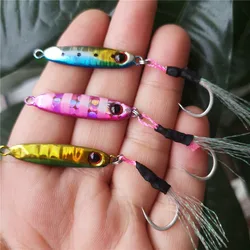 Mini señuelo de pesca de plantilla de Metal, 6g/35mm, 6 colores, cebo Artificial, anzuelo único, trucha, aparejos de hielo de invierno, 3 unids/lote
