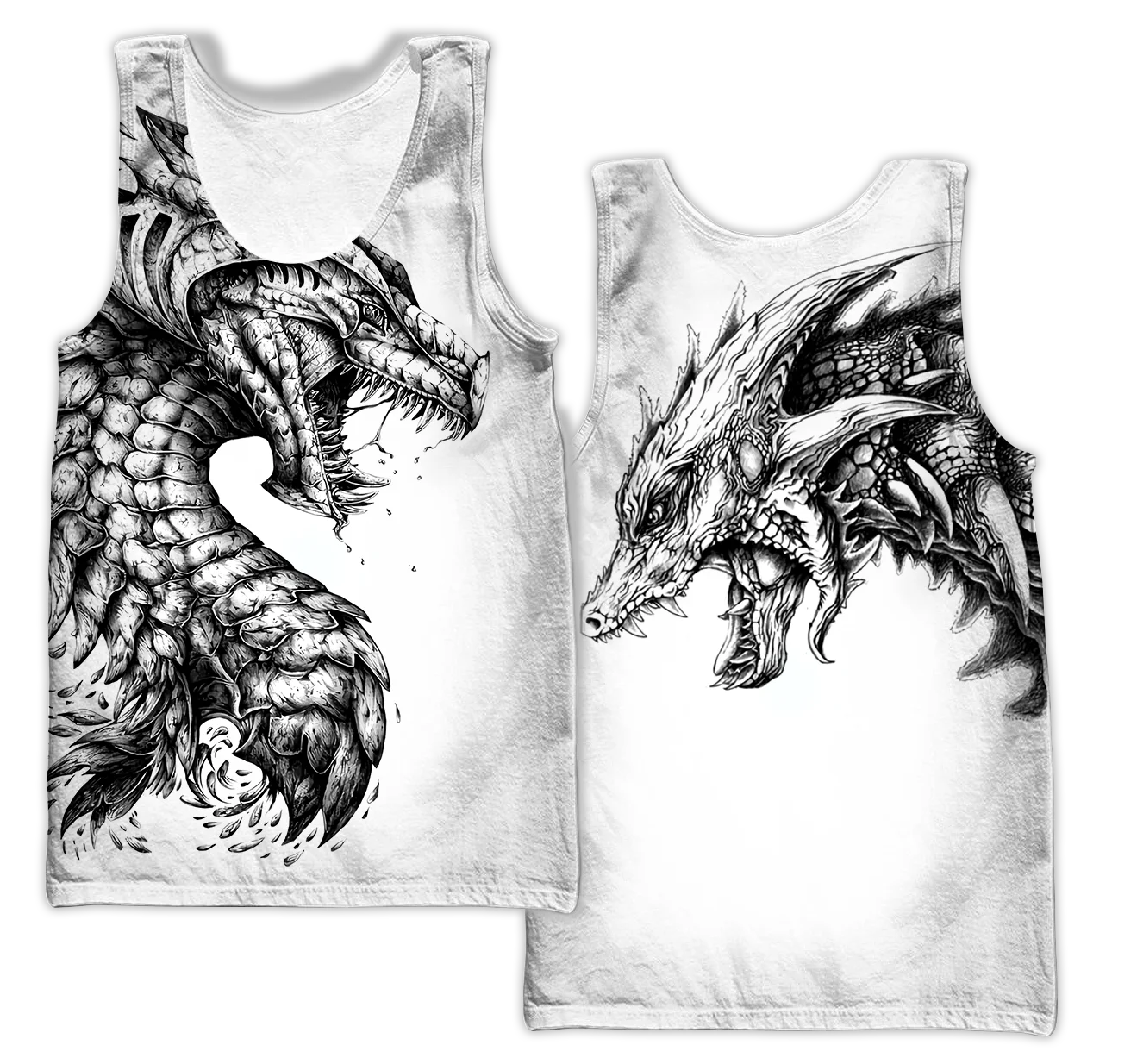 Chaleco con estampado 3D de dragón de tatuaje blanco y negro para hombre, camiseta sin mangas a la moda Harajuku, ropa de calle de verano, camiseta sin mangas Unisex BX002 - imagen 5