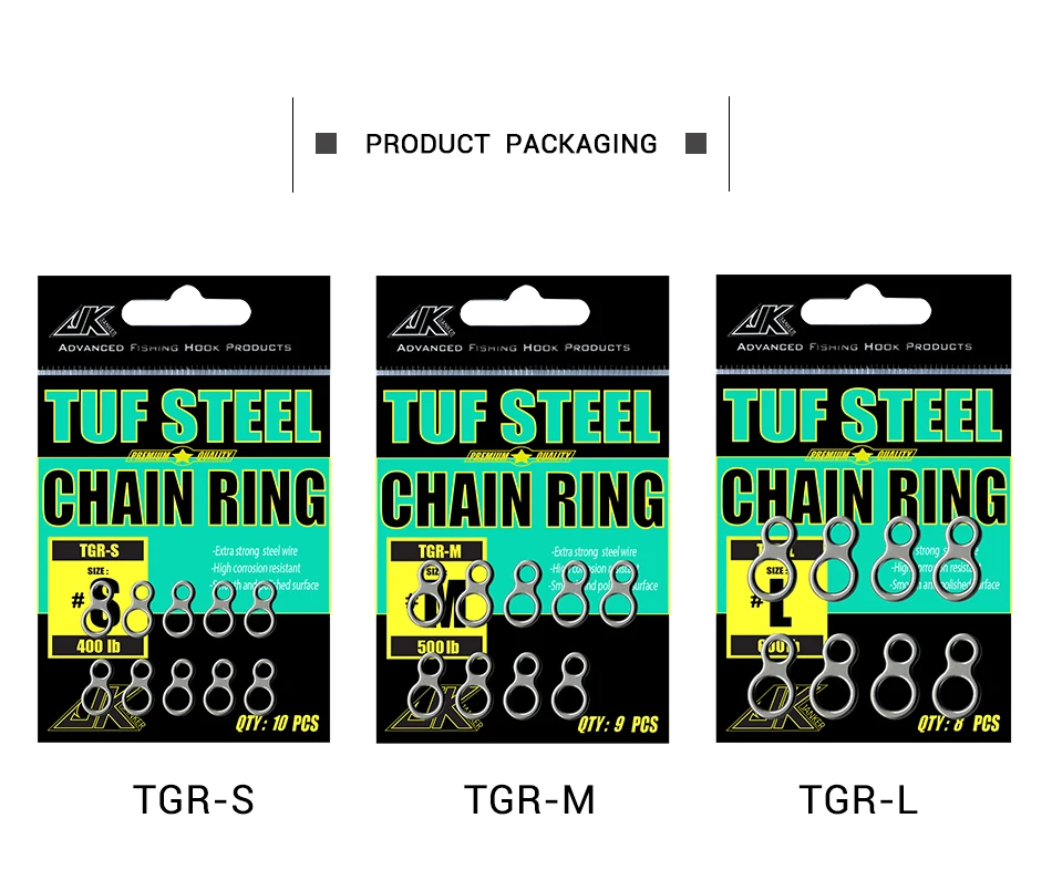 Explore los anillos versátiles de cadena TGR-S TGR-M y TGR-L para aplicaciones de pesca versátiles