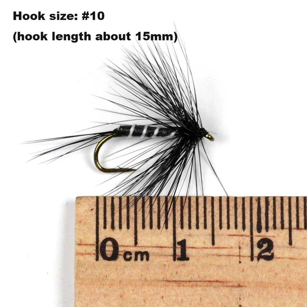 Wifreo-SEÑUELOS DE cebra negra, Mosca, mosquitos, trucha, pesca, moscas secas, cebo de pesca, 10 Uds., #10 - imagen 3