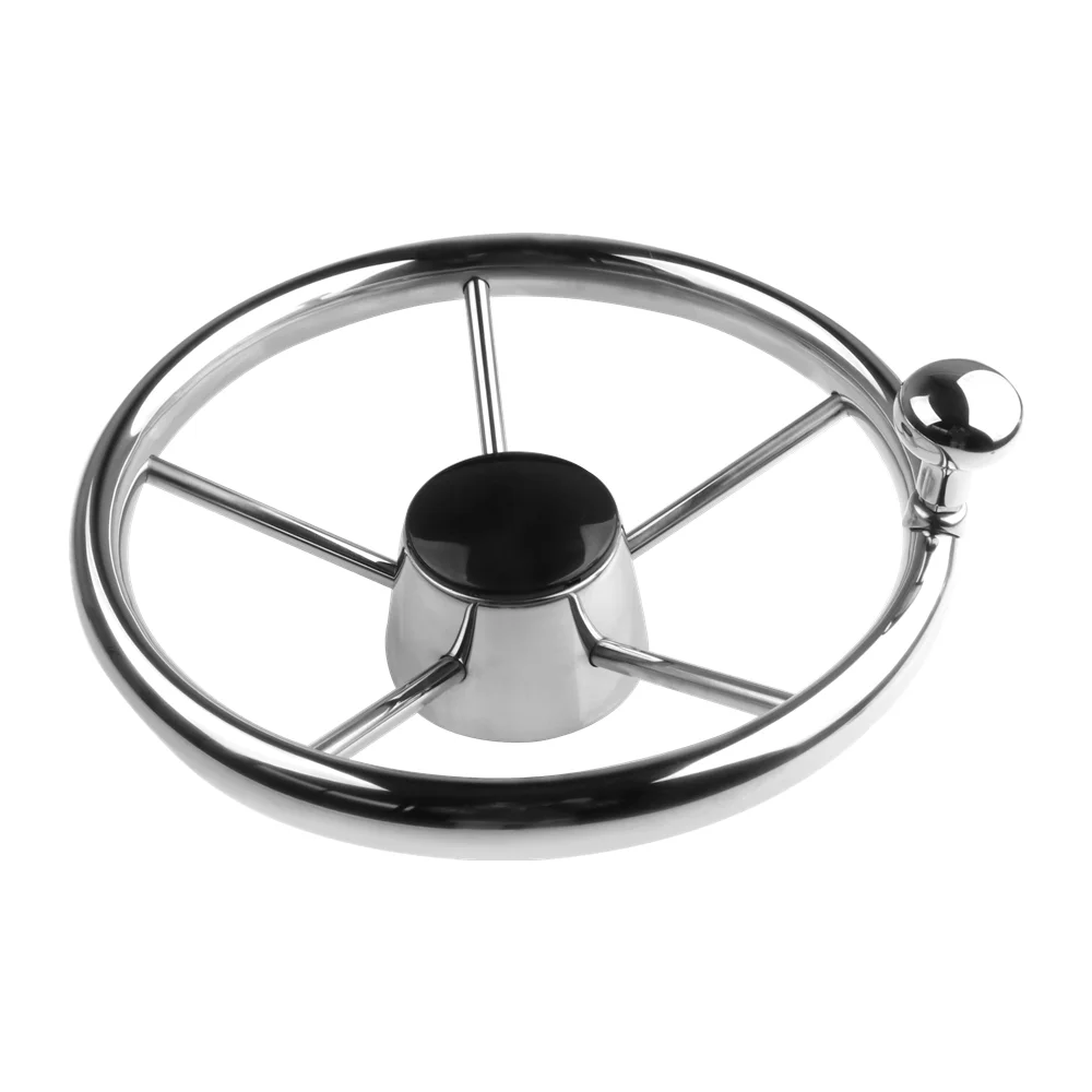 Volante náutico acero inoxidable 11 pulgadas con perilla para yate - imagen 2