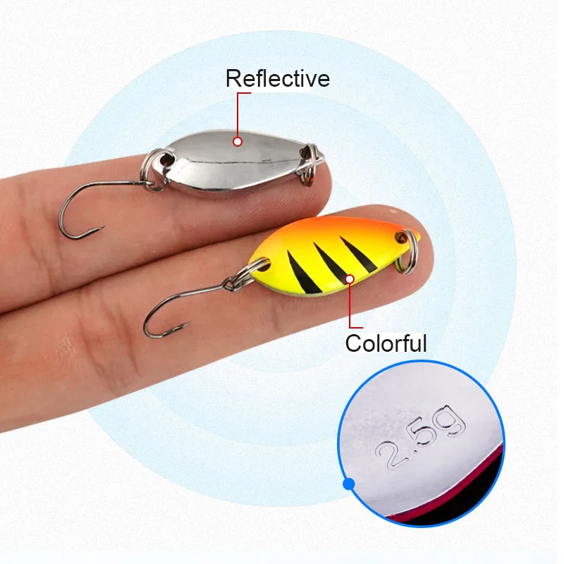 Mosodo-Juego de Señuelos de Pesca de 12 piezas, cebo duro con ganchos de fundición, cuchara de Metal, Spinner, accesorios de pesca, 2,5/3,5/5g - imagen 4