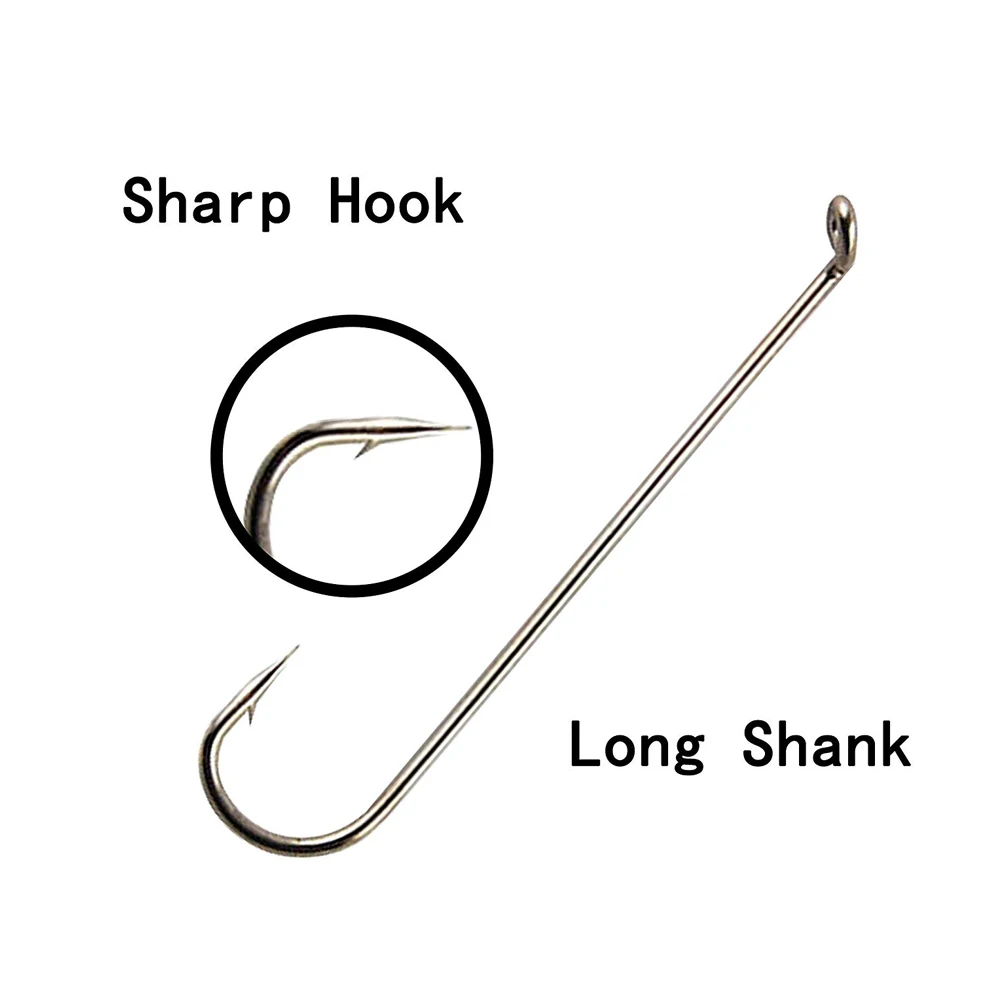 Anzuelos de pesca de caña larga, serpentina de acero al carbono, anzuelos de pesca con mosca seca, aparejos de pesca para agua dulce y salada, 450 unids/caja - imagen 3