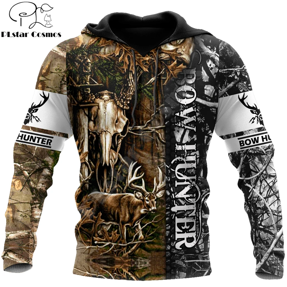 Deer Hunting Bow Hunter Sudadera con capucha con estampado 3D de animales para hombre, ropa de calle Unisex, jersey con cremallera, chaqueta informal, chándales KJ0251 - imagen 4