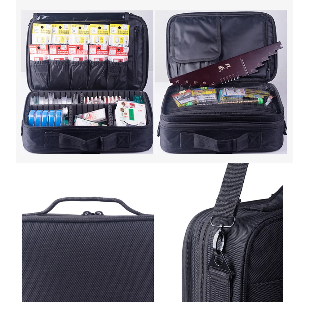 Bolsa de cebo con ruedas para sedal de pesca al aire libre, caja de almacenamiento, bolsas de pesca multifuncionales impermeables, estuche de viaje para acampar X282G - imagen 5