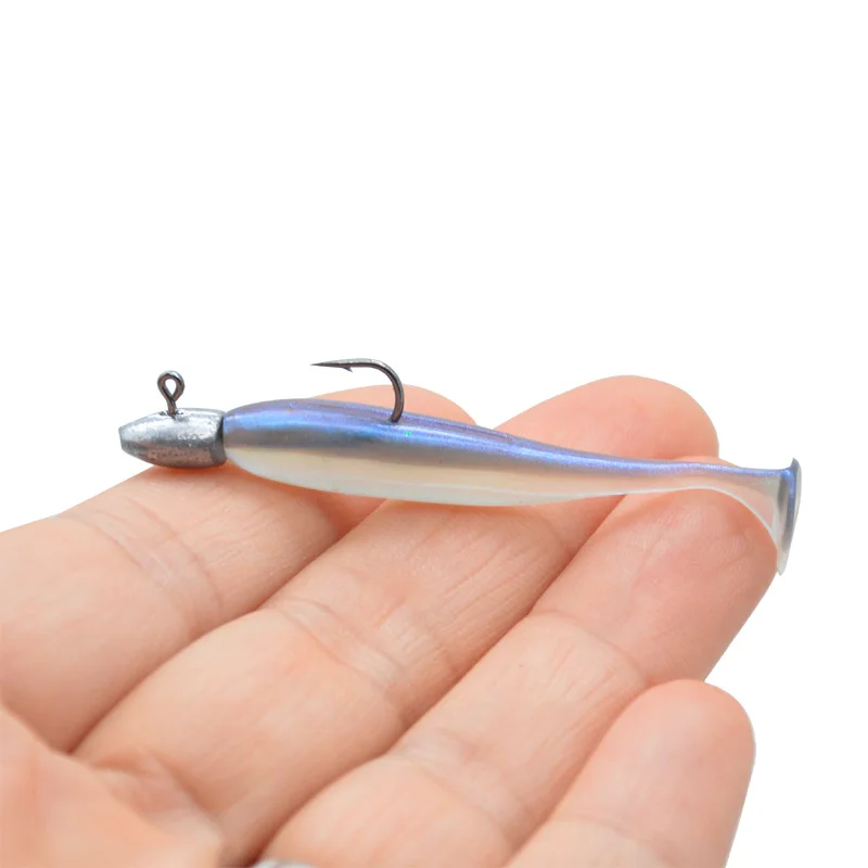 JYJ-señuelo de pesca suave Ttail de 5cm, anzuelo de cabeza plomada de 2g para enraizamiento, 5 piezas por bolsa - imagen 4