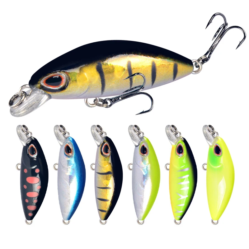 Señuelo duro de pesca Minnow, cebo Artificial biónico, ojos 3D, 40mm, Wobblers, Crankbait, hundimiento, duro, 1 unidad
