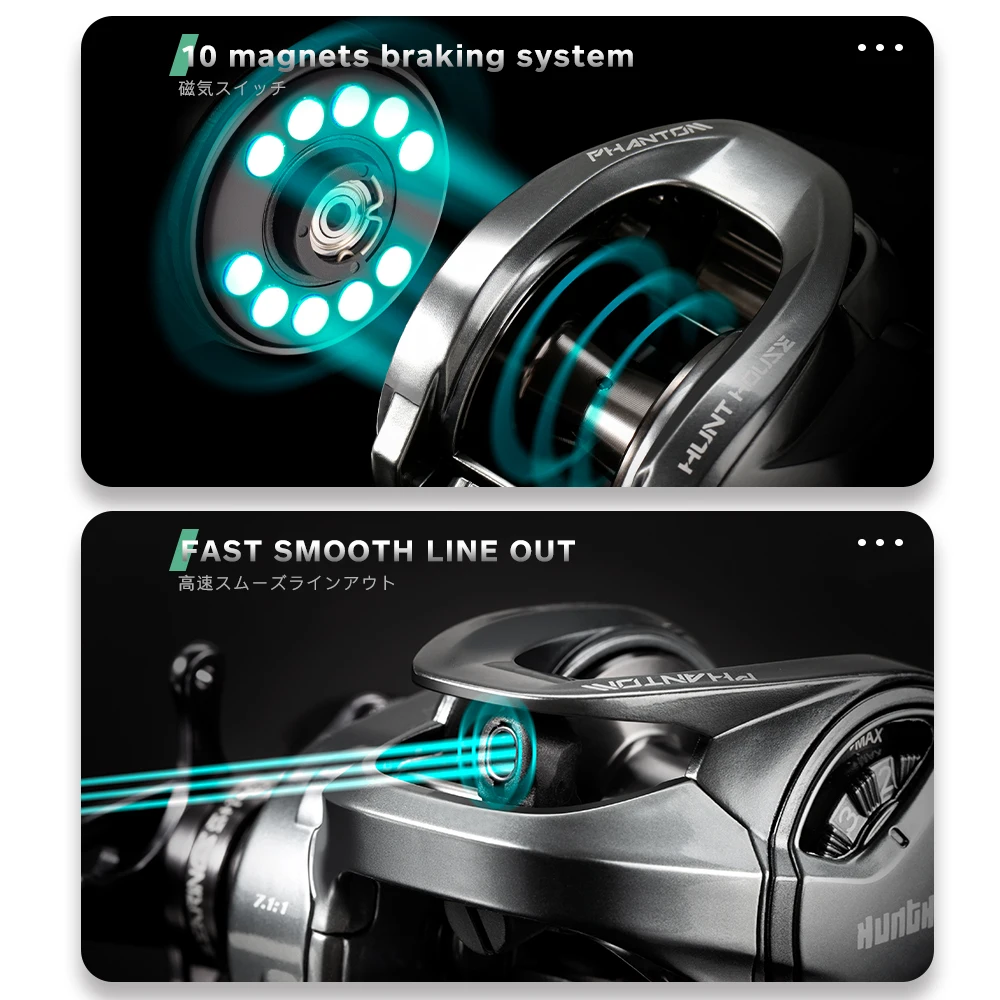 Hunthouse-carrete de pesca Baitcast Casting 7,1: 1, pesca en agua salada, jigging lento 5 + 1, arrastre máximo, 8kg, relación de engranaje de alta velocidad, 215g, agua dulce, nuevo - imagen 3