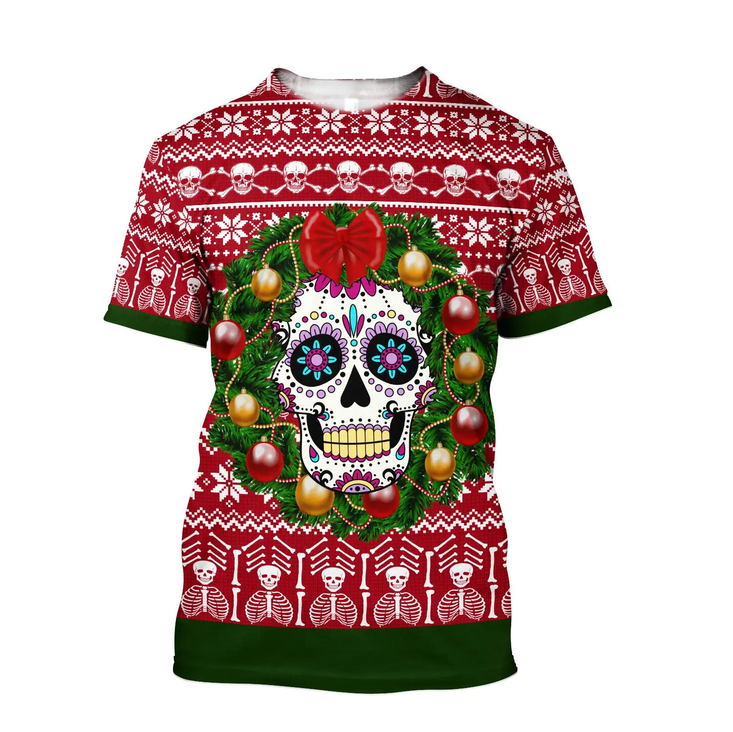 2025 camiseta fresca de verano para hombre calavera de Papá Noel Feliz Navidad impresión 3D Harajuku Camiseta de manga corta Unisex Casual tops TX234 - imagen 4