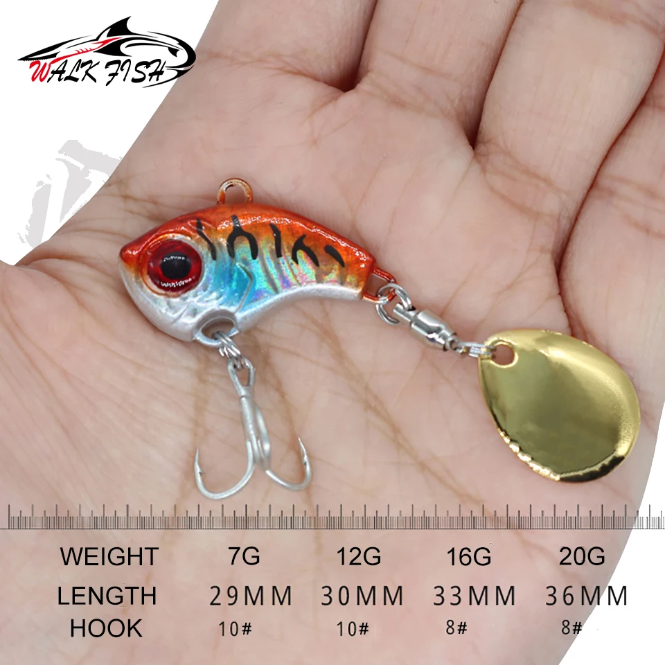 WALK FISH-Señuelos de Pesca giratorios de Metal VIB, cebo con vibración, cuchara giratoria, 7/12/16/20g, Jigs, trucha, cebos duros de pesca de invierno - imagen 4