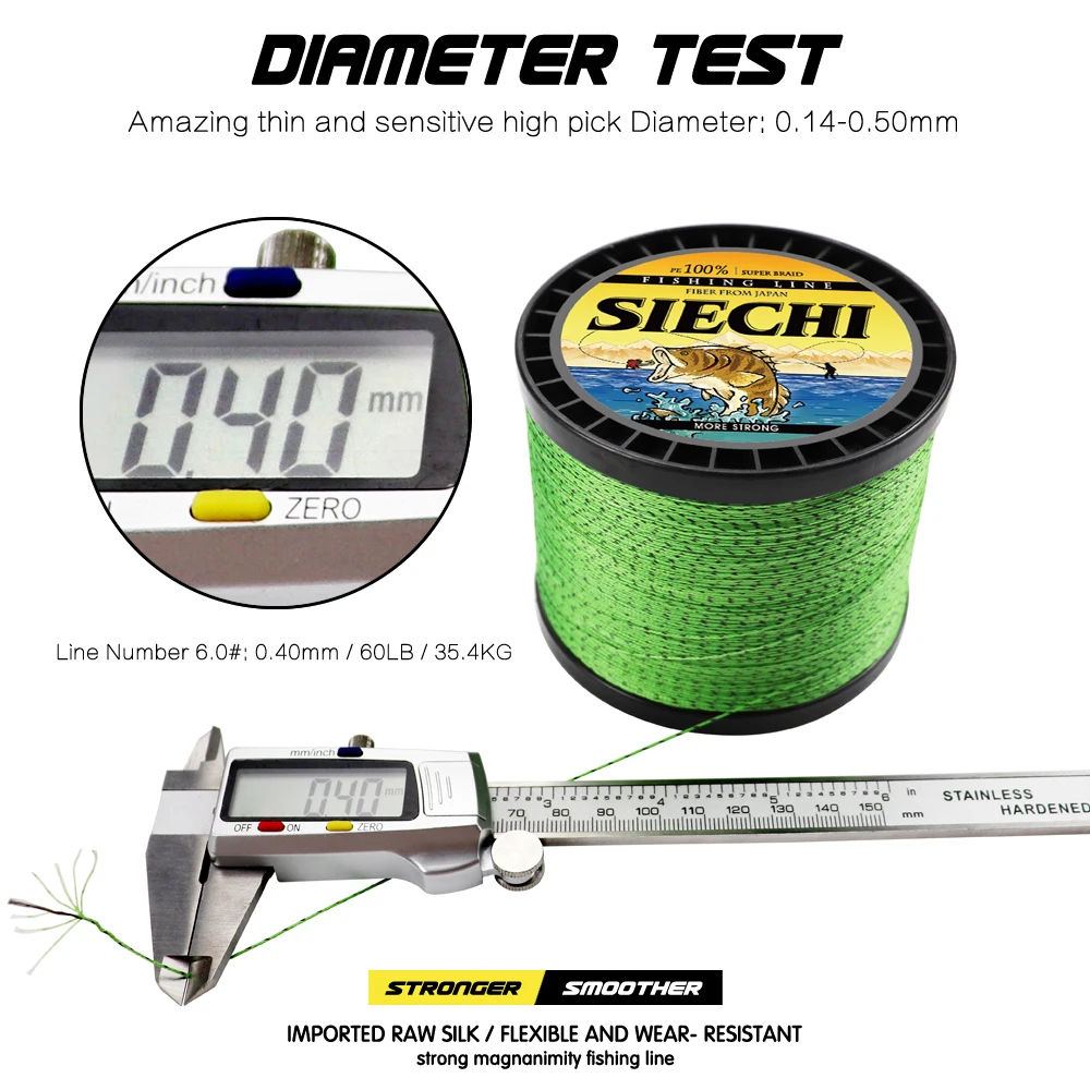 SIECHI-Hilo de pescar de PE trenzado de multifilamento japonés, 8 hebras, cables trenzados 20LB-88LB, 300M - imagen 4