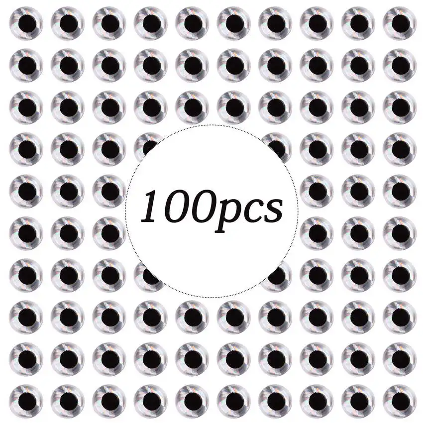 100 unids/lote de Señuelos de Pesca holográficos 3D, 3mm-12mm, simulación de pesca con mosca, pececillos artificiales, aparejos de pesca con ojos DIY - imagen 5