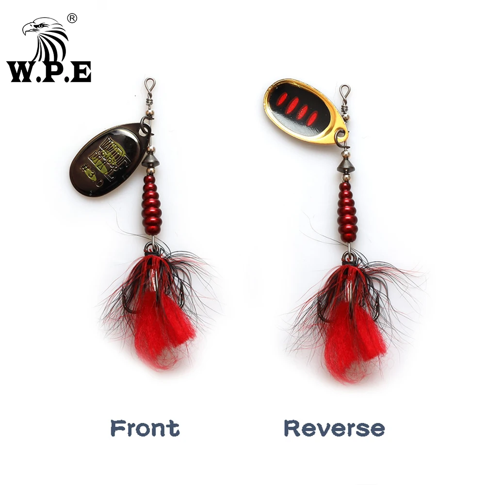 W.P.E KOMODO-señuelo giratorio de 2 piezas, 8,5g, cuchara de Metal de latón, señuelo de pesca de pluma, gancho triple, señuelo de lubina, cebo duro, aparejos de pesca, Lucio - imagen 5