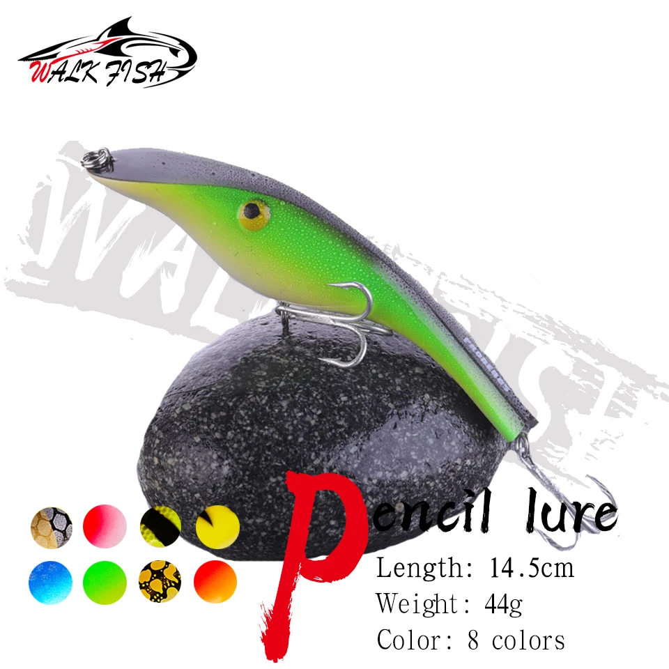 WALK FISH-SEÑUELOS pica Jerkbait de hundimiento lento, 145mm, 44g, duro, artificial, señuelos pica, lápiz, aparejos de Pesca